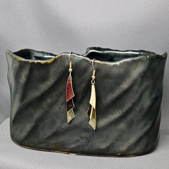 Triple layer, Fringe Earrings, Gold Plate, on Gold Plated Earwires - 2 1/4" - Picture 4 of 6